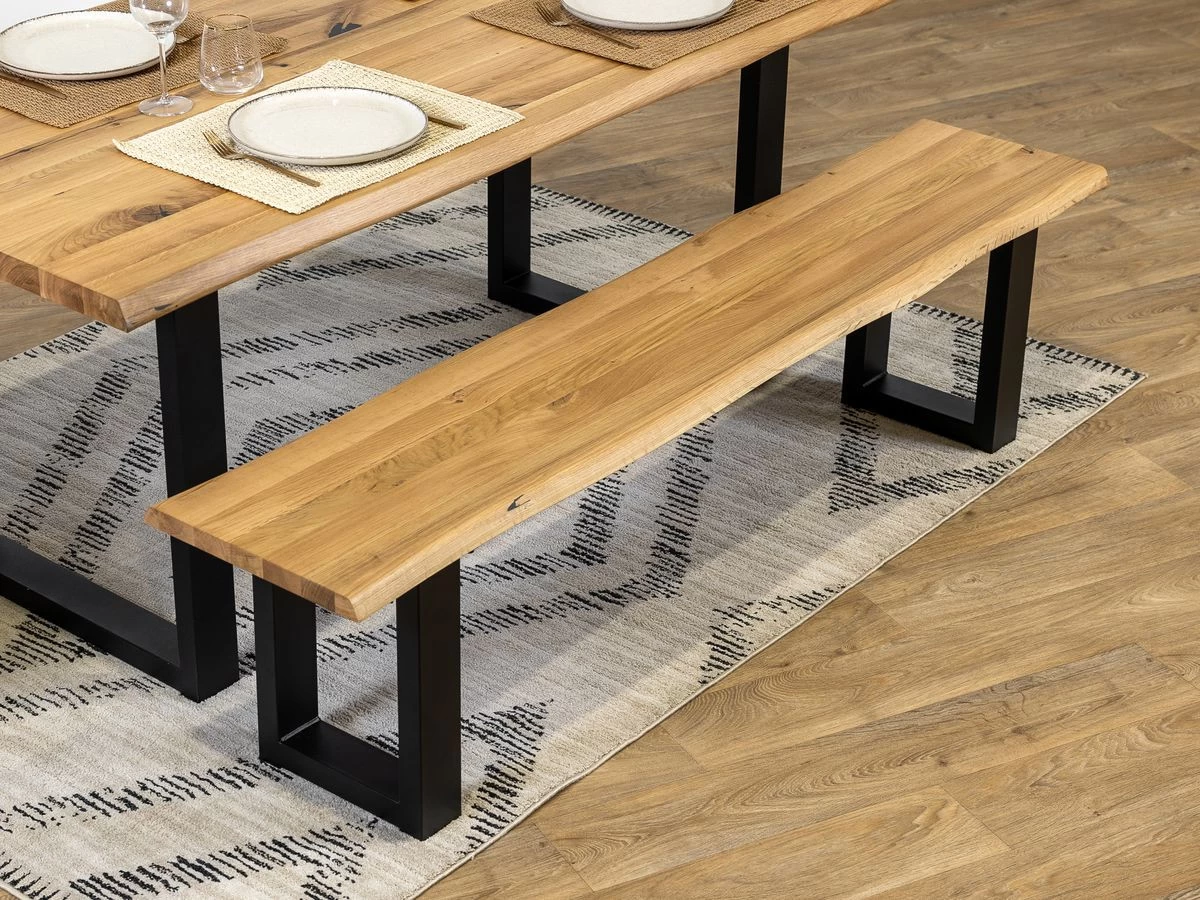 Banc Pieds Carrés AWANI Chêne Massif Et Métal 5 Banc Pieds Carrés AWANI Chêne Massif Et Métal – Image 3