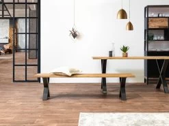 Banc Pieds Croix AWANI Chêne Massif Et Métal 15 Banc Pieds Croix AWANI Chêne Massif Et Métal -Velvet Magasin banc pieds croix awani chene massif et metal 3