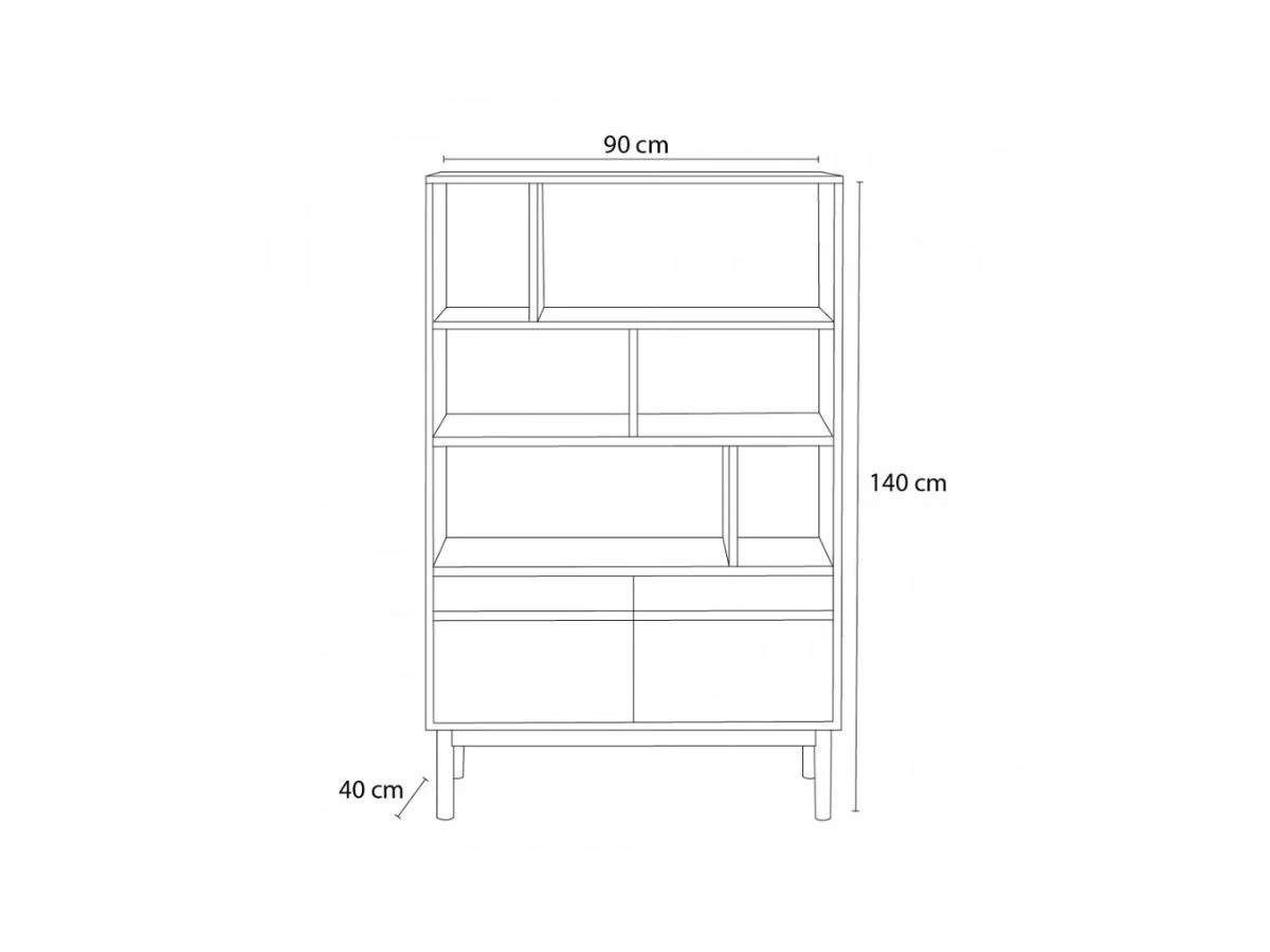 Bibliothèque H140 Cm 2 Portes LOUISA Placage Chêne Massif 5 Bibliothèque H140 Cm 2 Portes LOUISA Placage Chêne Massif – Image 3
