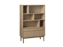 Bibliothèque H140 Cm 2 Portes LOUISA Placage Chêne Massif