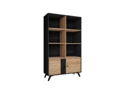 Bibliothèque H160 Cm ROMY Imitation Chêne Et Noir