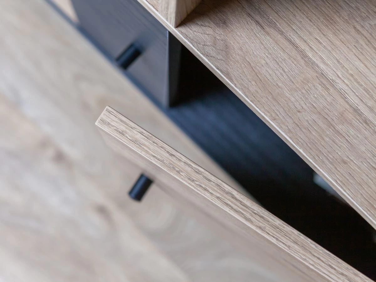 Bibliothèque H160 Cm ROMY Imitation Chêne Et Noir 6 Bibliothèque H160 Cm ROMY Imitation Chêne Et Noir – Image 4