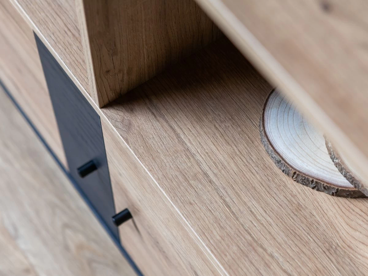 Bibliothèque H160 Cm ROMY Imitation Chêne Et Noir 7 Bibliothèque H160 Cm ROMY Imitation Chêne Et Noir – Image 5