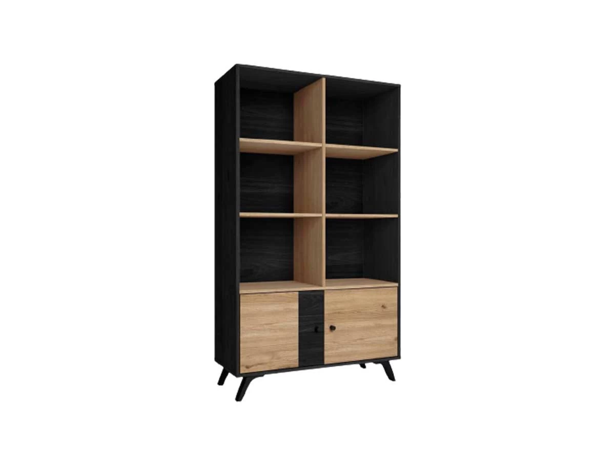 Bibliothèque H160 Cm ROMY Imitation Chêne Et Noir 3 Bibliothèque H160 Cm ROMY Imitation Chêne Et Noir