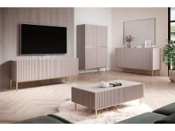 Buffet 3 Portes 150 Cm KASHA Pieds Or -Velvet Magasin buffet 3 portes 150 cm kasha pieds or 5