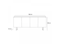 Buffet Bas 4 Portes 180 Cm OPERA Effet Chêne Et Imitation Marbre Noir -Velvet Magasin buffet bas 4 portes 180 cm opera effet chene et imitation marbre noir 9