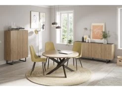 Buffet Haut 2 Portes 90 Cm OPERA Effet Chêne Et Imitation Marbre Noir -Velvet Magasin buffet haut 2 portes 90 cm opera effet chene et imitation marbre noir 2