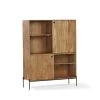 Buffet Haut 2 Portes Coulissantes 120 Cm BAZILE Bois Massif D'acacia