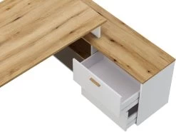 Bureau D'angle Droit PRAGUE Imitation Chêne Et Blanc 9 Bureau D'angle Droit PRAGUE Imitation Chêne Et Blanc -Velvet Magasin bureau d angle droit prague imitation chene et blanc 2
