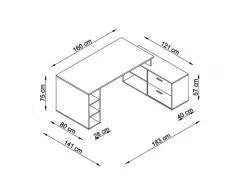 Bureau D'angle Droit PRAGUE Imitation Chêne Et Blanc 11 Bureau D'angle Droit PRAGUE Imitation Chêne Et Blanc -Velvet Magasin bureau d angle droit prague imitation chene et blanc 4