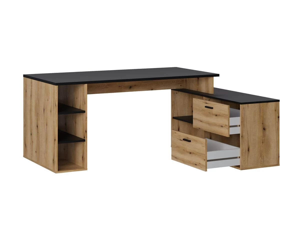 Bureau D'angle Droit PRAGUE Imitation Chêne Rustique 4 Bureau D'angle Droit PRAGUE Imitation Chêne Rustique – Image 2