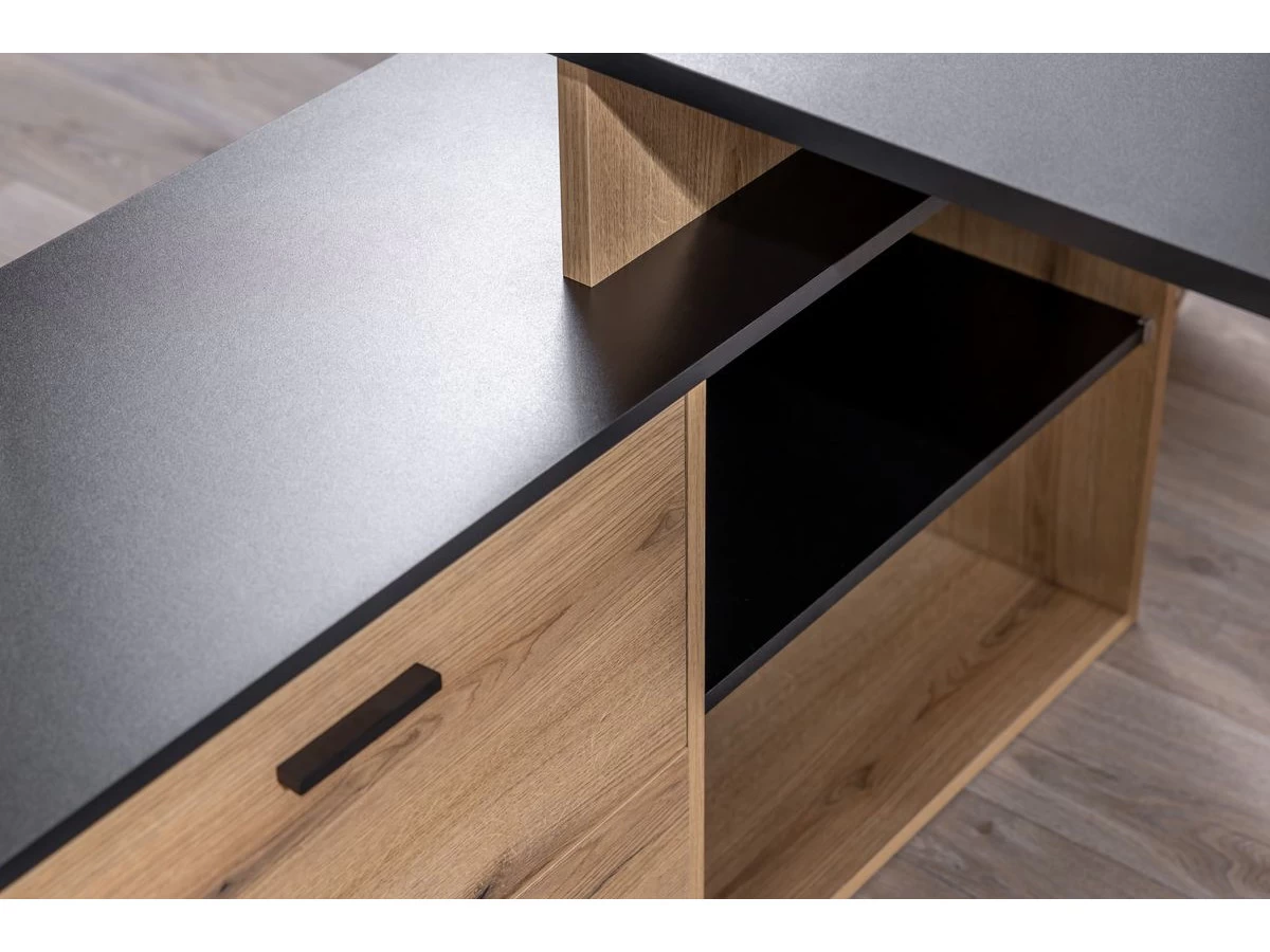 Bureau D'angle Droit PRAGUE Imitation Chêne Rustique 8 Bureau D'angle Droit PRAGUE Imitation Chêne Rustique – Image 6