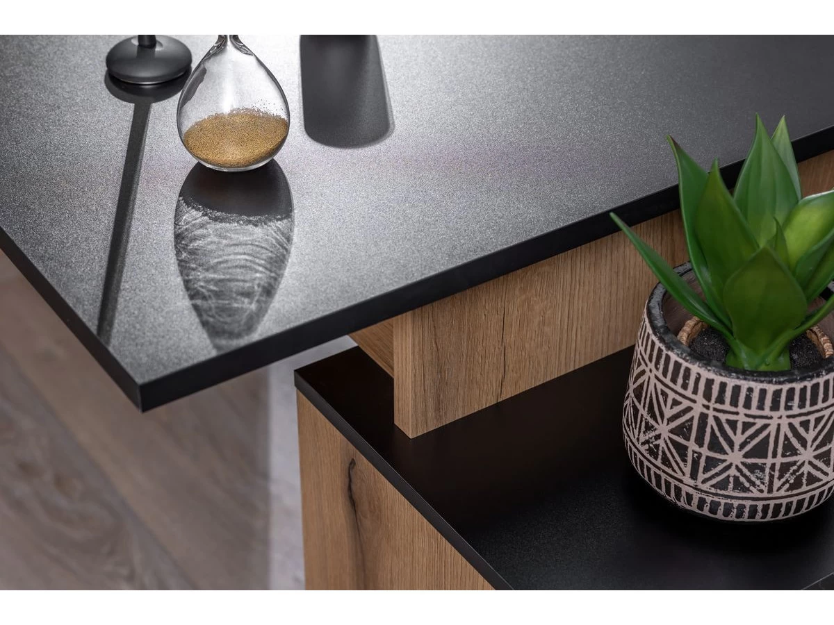 Bureau D'angle Gauche PRAGUE Imitation Chêne Rustique 4 Bureau D'angle Gauche PRAGUE Imitation Chêne Rustique – Image 2