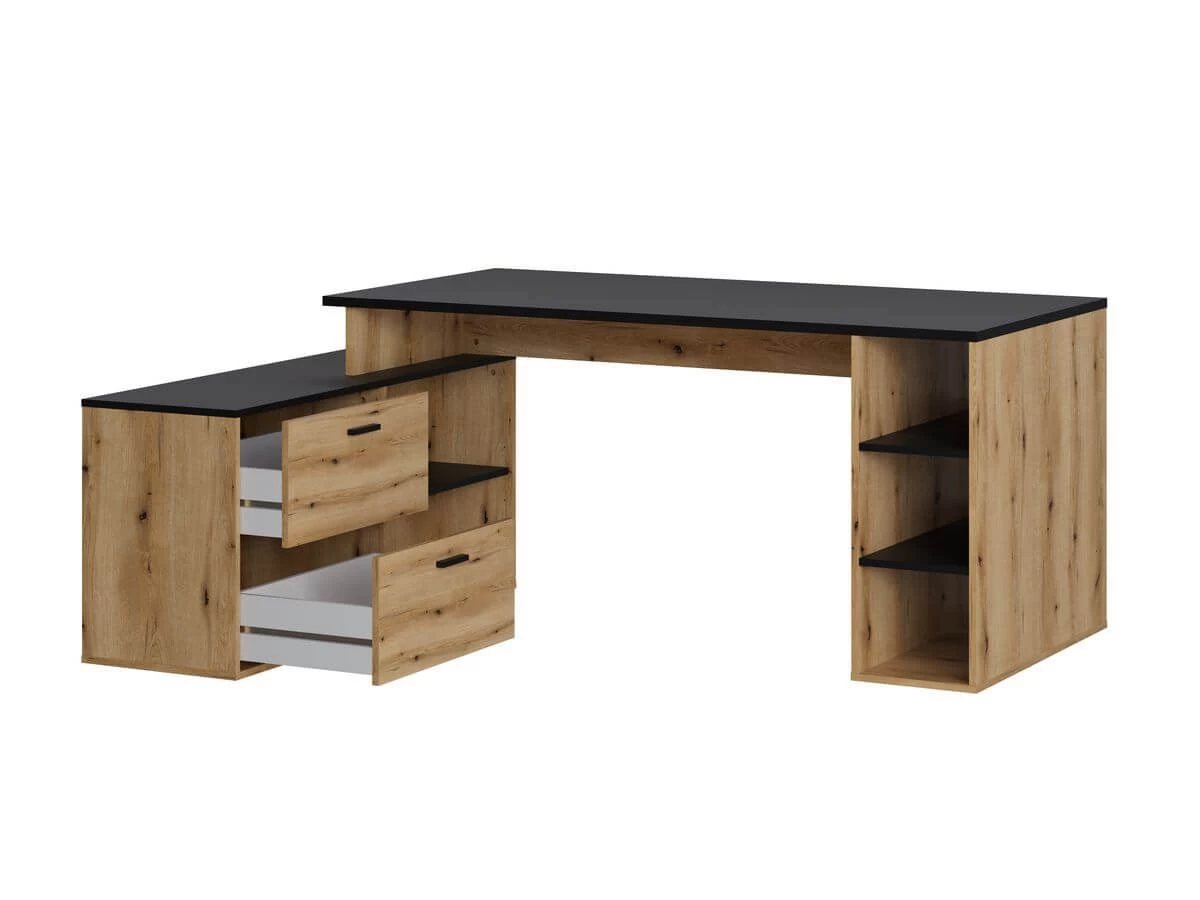 Bureau D'angle Gauche PRAGUE Imitation Chêne Rustique 8 Bureau D'angle Gauche PRAGUE Imitation Chêne Rustique – Image 6