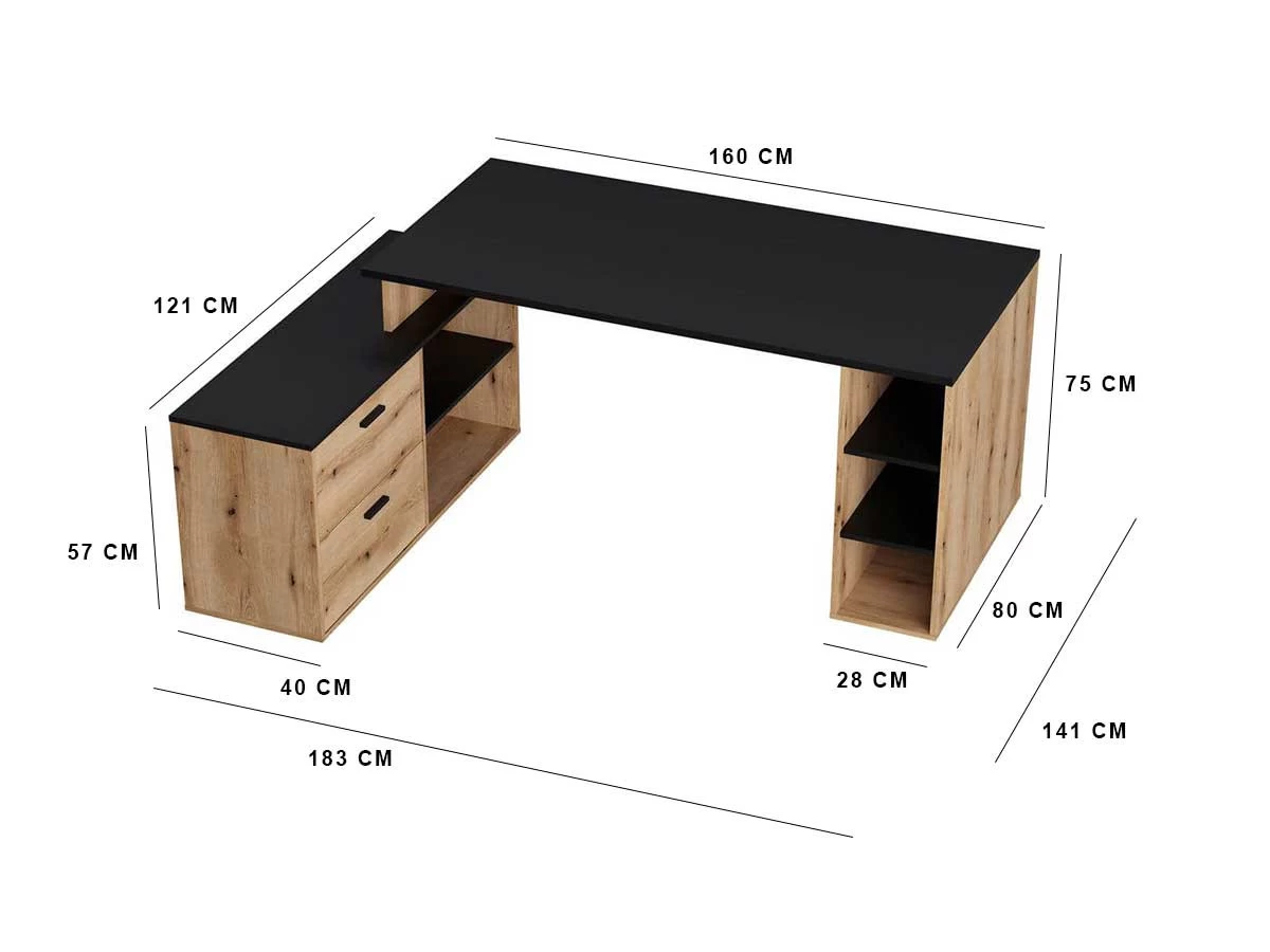Bureau D'angle Gauche PRAGUE Imitation Chêne Rustique 11 Bureau D'angle Gauche PRAGUE Imitation Chêne Rustique – Image 9