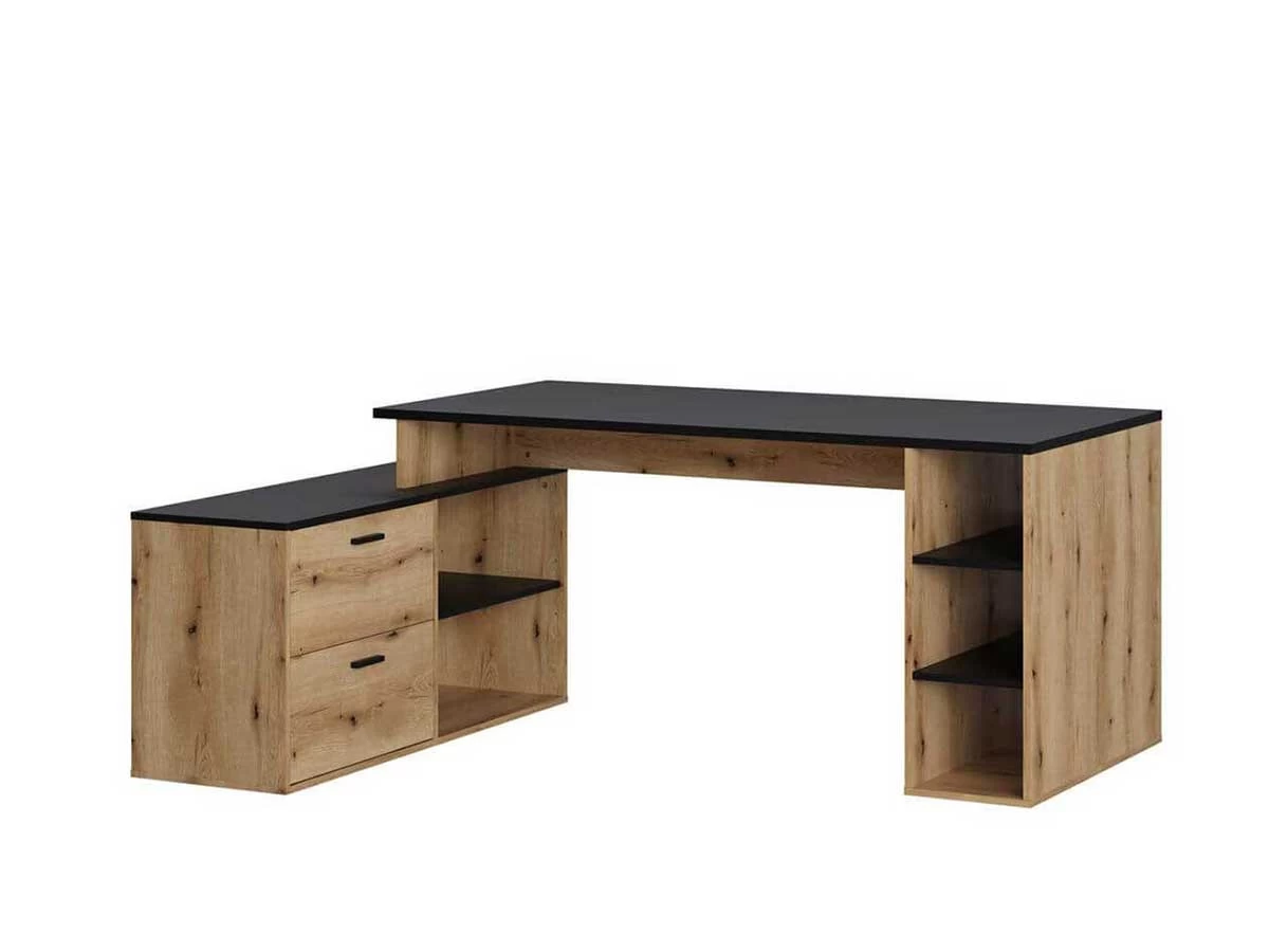 Bureau D'angle Gauche PRAGUE Imitation Chêne Rustique 3 Bureau D'angle Gauche PRAGUE Imitation Chêne Rustique