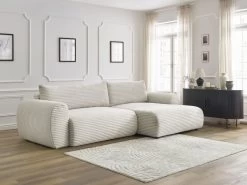 Canapé D'angle Convertible Coffre LUCIEN Gros Côtelé Doux -Velvet Magasin canape d angle convertible lucien gros cotele doux 3