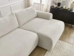 Canapé D'angle Convertible Coffre LUCIEN Gros Côtelé Doux -Velvet Magasin canape d angle convertible lucien gros cotele doux 8