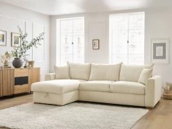 Canapé D'angle Réversible Convertible Ouverture Express AUGUSTIN Velours Côtelé -Velvet Magasin canape d angle convertible ouverture express augustin tissu bouclette 2