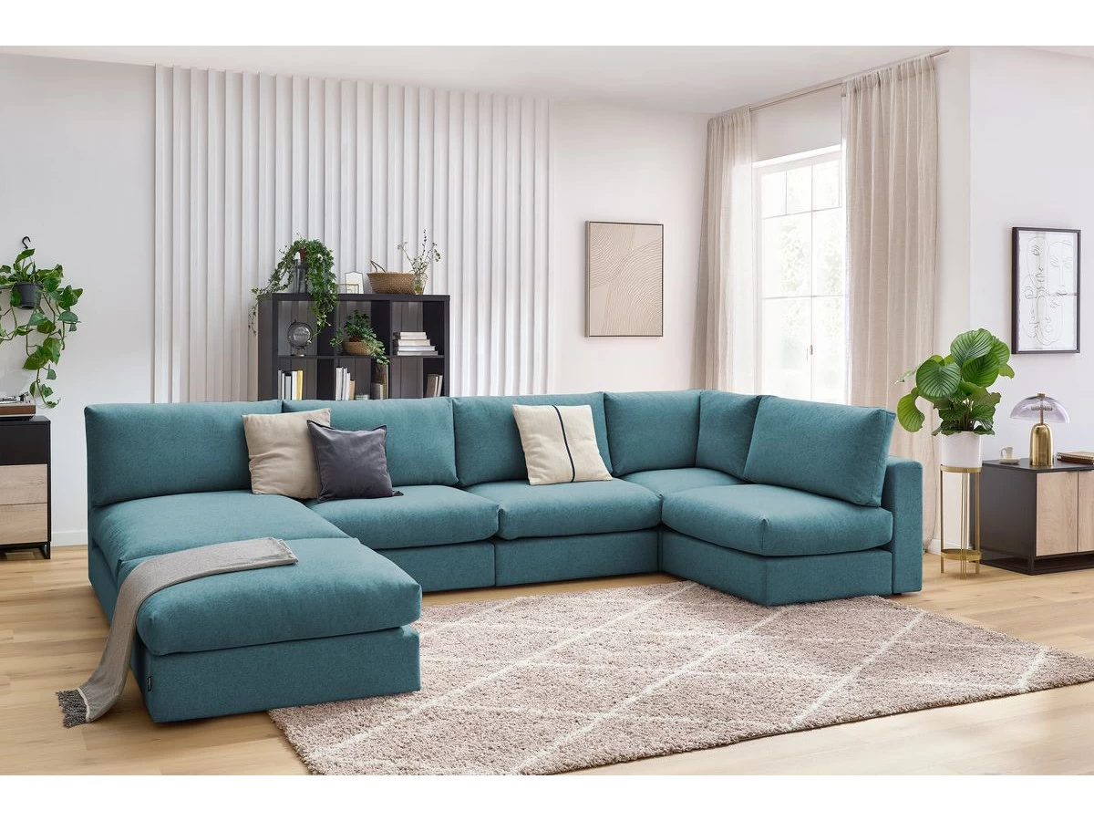 Canapé D'angle Fixe 100% Modulable Ultra Moelleux PARIS Tissu Avec 3 Chauffeuses, 1 Méridienne, 1 Angle, 1 Pouf 4 Canapé D'angle Fixe 100% Modulable Ultra Moelleux PARIS Tissu Avec 3 Chauffeuses, 1 Méridienne, 1 Angle, 1 Pouf – Image 2