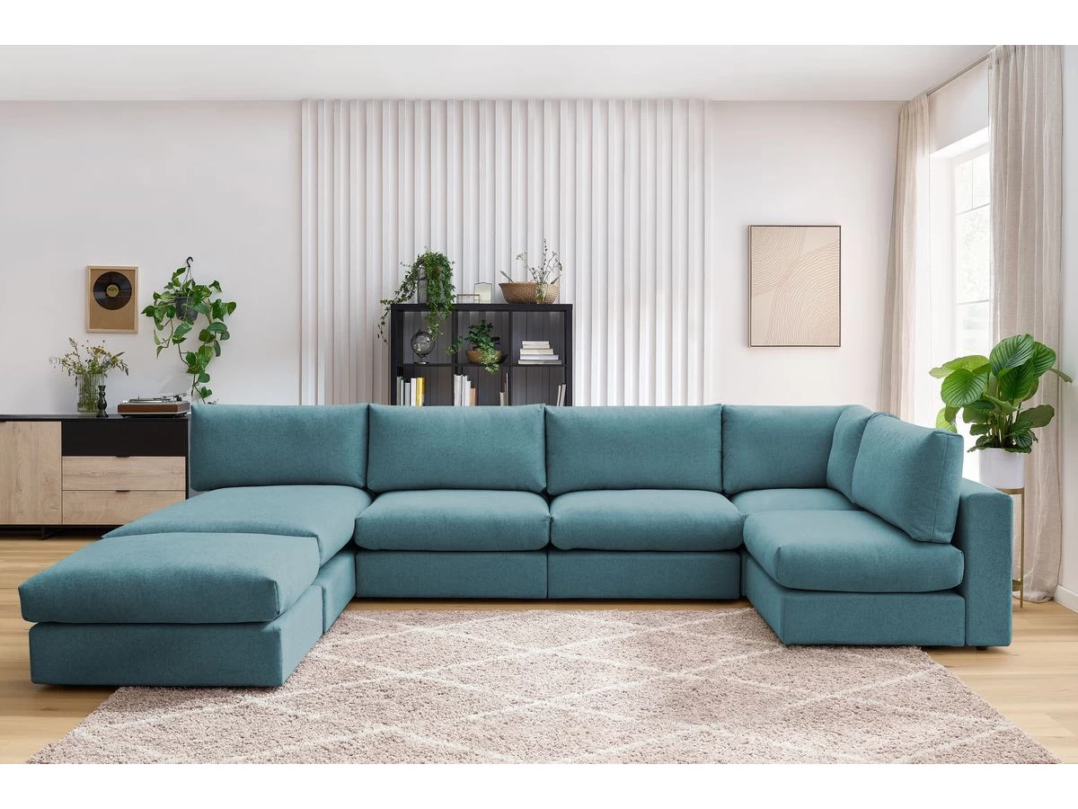 Canapé D'angle Fixe 100% Modulable Ultra Moelleux PARIS Tissu Avec 3 Chauffeuses, 1 Méridienne, 1 Angle, 1 Pouf 5 Canapé D'angle Fixe 100% Modulable Ultra Moelleux PARIS Tissu Avec 3 Chauffeuses, 1 Méridienne, 1 Angle, 1 Pouf – Image 3