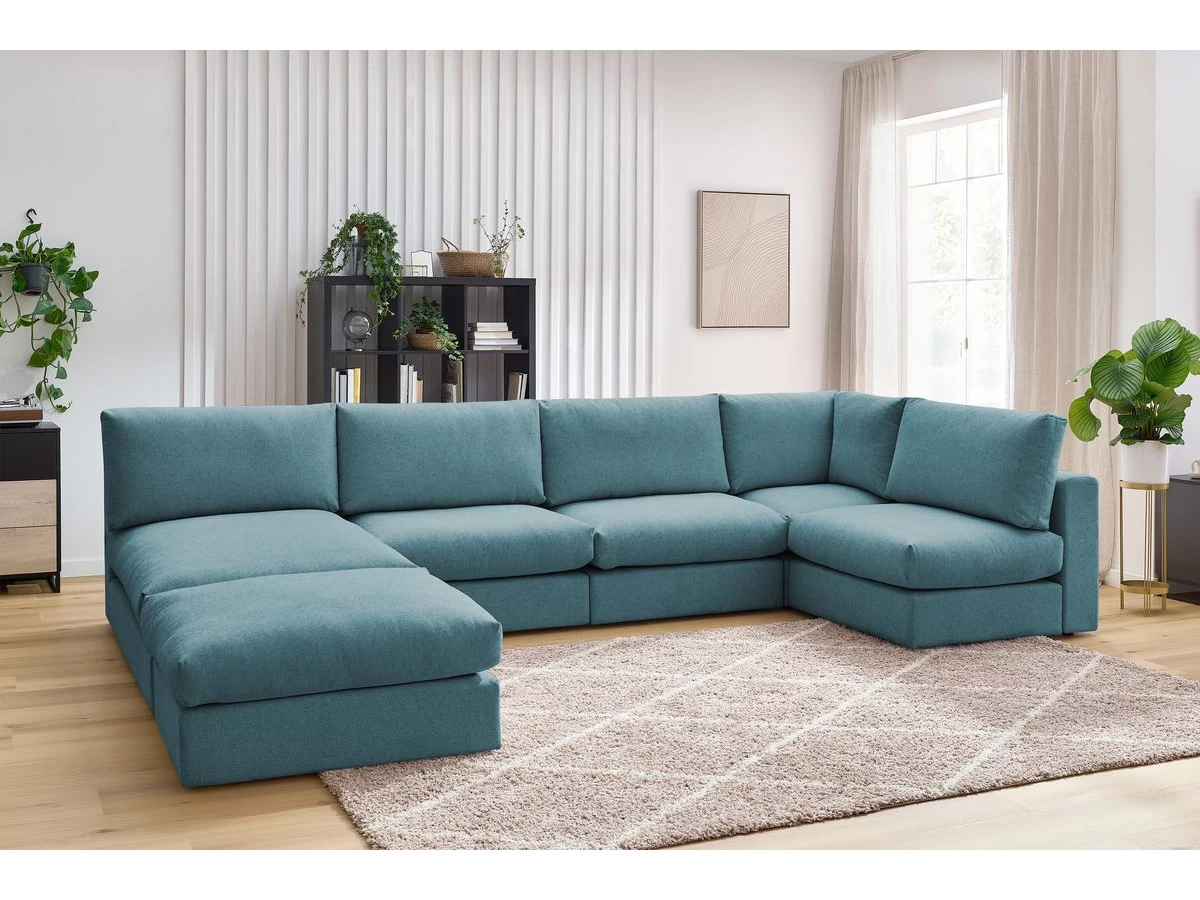 Canapé D'angle Fixe 100% Modulable Ultra Moelleux PARIS Tissu Avec 3 Chauffeuses, 1 Méridienne, 1 Angle, 1 Pouf 6 Canapé D'angle Fixe 100% Modulable Ultra Moelleux PARIS Tissu Avec 3 Chauffeuses, 1 Méridienne, 1 Angle, 1 Pouf – Image 4