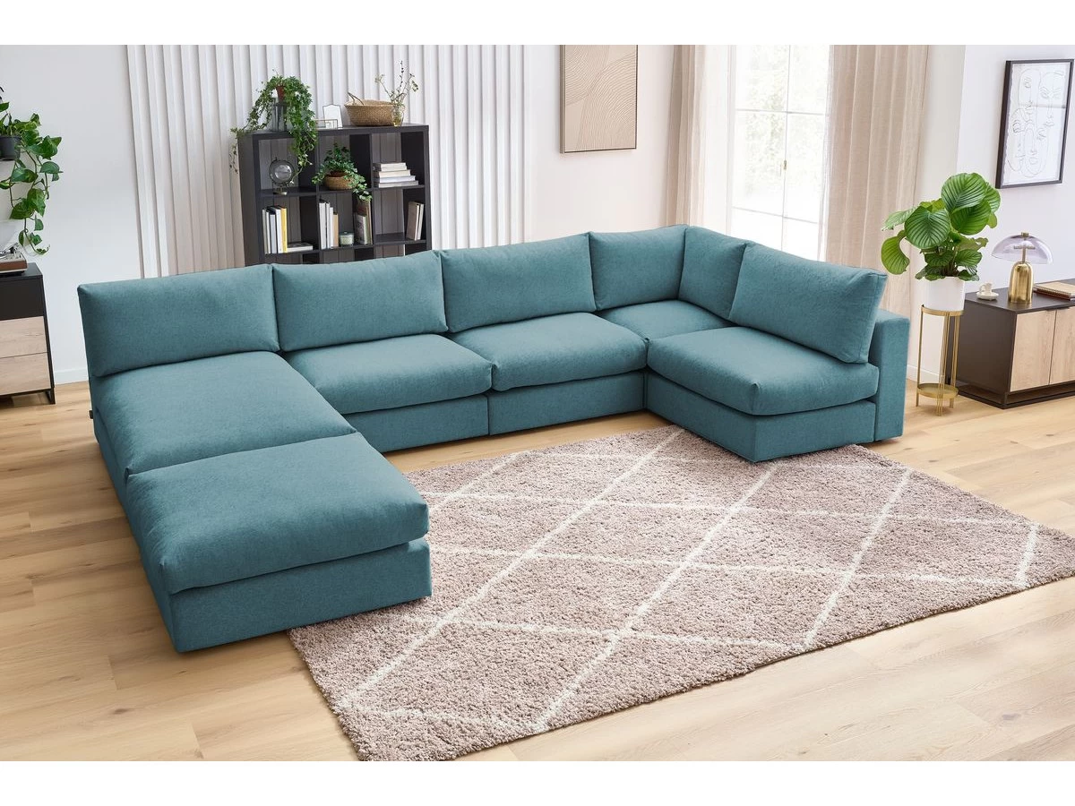 Canapé D'angle Fixe 100% Modulable Ultra Moelleux PARIS Tissu Avec 3 Chauffeuses, 1 Méridienne, 1 Angle, 1 Pouf 7 Canapé D'angle Fixe 100% Modulable Ultra Moelleux PARIS Tissu Avec 3 Chauffeuses, 1 Méridienne, 1 Angle, 1 Pouf – Image 5