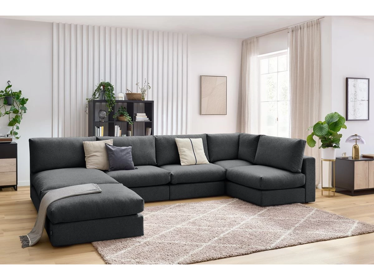 Canapé D'angle Fixe 100% Modulable Ultra Moelleux PARIS Tissu Avec 3 Chauffeuses, 1 Méridienne, 1 Angle, 1 Pouf 11 Canapé D'angle Fixe 100% Modulable Ultra Moelleux PARIS Tissu Avec 3 Chauffeuses, 1 Méridienne, 1 Angle, 1 Pouf – Image 9