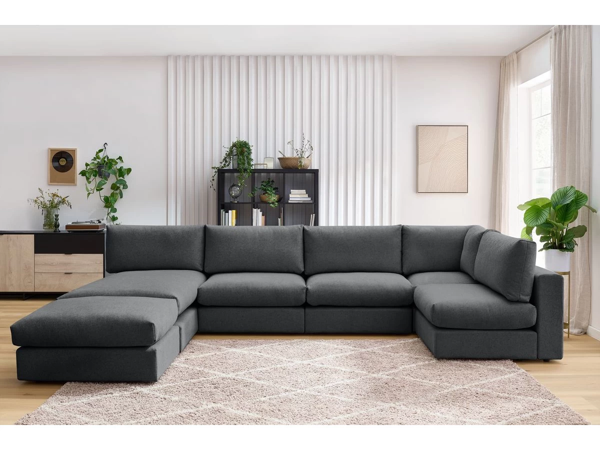 Canapé D'angle Fixe 100% Modulable Ultra Moelleux PARIS Tissu Avec 3 Chauffeuses, 1 Méridienne, 1 Angle, 1 Pouf 12 Canapé D'angle Fixe 100% Modulable Ultra Moelleux PARIS Tissu Avec 3 Chauffeuses, 1 Méridienne, 1 Angle, 1 Pouf – Image 10