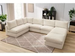 Canapé D'angle Fixe 100% Modulable Ultra Moelleux PARIS Tissu Bouclette 3 Chauffeuses, 1 Méridienne, 1 Angle, 1 Pouf -Velvet Magasin canape d angle fixe 100 modulable ultra moelleux paris tissu bouclette 3 chauffeuses 1 meridienne 1 angle 1 pouf 4