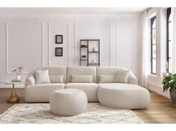 Canapé D'angle Fixe ALESIA Avec Pouf Tissu Chiné 15 Canapé D'angle Fixe ALESIA Avec Pouf Tissu Chiné -Velvet Magasin canape d angle fixe alesia avec pouf tissu chine 3