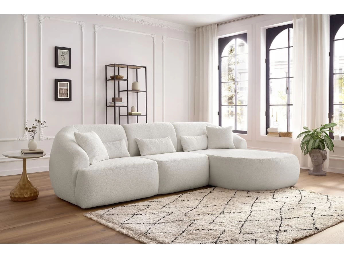 Canapé D'angle Fixe ALESIA Tissu Bouclette 4 Canapé D'angle Fixe ALESIA Tissu Bouclette – Image 2