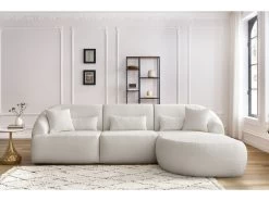 Canapé D'angle Fixe ALESIA Tissu Bouclette 14 Canapé D'angle Fixe ALESIA Tissu Bouclette -Velvet Magasin canape d angle fixe alesia tissu bouclette 2