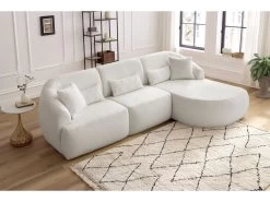 Canapé D'angle Fixe ALESIA Tissu Bouclette 15 Canapé D'angle Fixe ALESIA Tissu Bouclette -Velvet Magasin canape d angle fixe alesia tissu bouclette 3