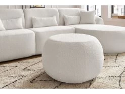 Canapé D'angle Fixe ALESIA Tissu Bouclette Avec Pouf 18 Canapé D'angle Fixe ALESIA Tissu Bouclette Avec Pouf -Velvet Magasin canape d angle fixe alesia tissu bouclette avec pouf 6