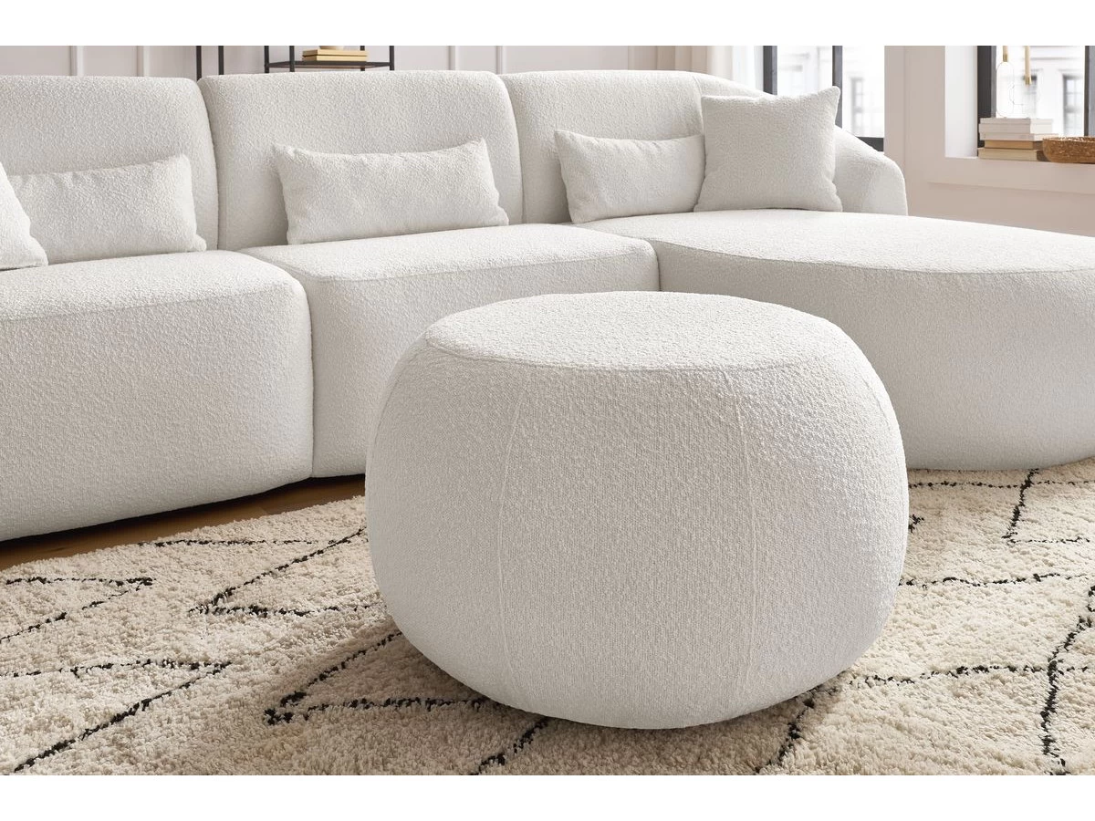 Canapé D'angle Fixe ALESIA Tissu Bouclette Avec Pouf 9 Canapé D'angle Fixe ALESIA Tissu Bouclette Avec Pouf – Image 7