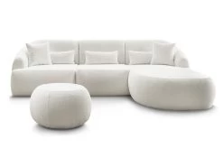 Canapé D'angle Fixe ALESIA Tissu Bouclette Avec Pouf 20 Canapé D'angle Fixe ALESIA Tissu Bouclette Avec Pouf -Velvet Magasin canape d angle fixe alesia tissu bouclette avec pouf 8