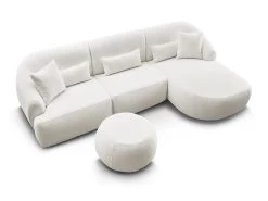 Canapé D'angle Fixe ALESIA Tissu Bouclette Avec Pouf 21 Canapé D'angle Fixe ALESIA Tissu Bouclette Avec Pouf -Velvet Magasin canape d angle fixe alesia tissu bouclette avec pouf 9