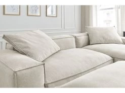 Canapé D'angle Réversible BOHEME Tissu Chiné Avec Pouf -Velvet Magasin canape d angle fixe boheme tissu chine avec pouf 4