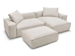 Canapé D'angle Réversible BOHEME Tissu Chiné Avec Pouf -Velvet Magasin canape d angle fixe boheme tissu chine avec pouf 7