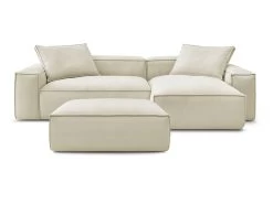 Canapé D'angle Réversible BOHEME Velours Côtelé Avec Pouf -Velvet Magasin canape d angle fixe boheme velours cotele avec pouf 6