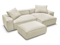 Canapé D'angle Réversible BOHEME Velours Côtelé Avec Pouf -Velvet Magasin canape d angle fixe boheme velours cotele avec pouf 7