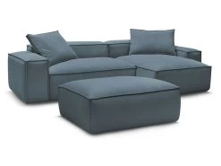 Canapé D'angle Réversible BOHEME Velours Côtelé Avec Pouf -Velvet Magasin canape d angle fixe boheme velours cotele avec pouf 9