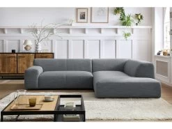 Canapé D'angle Fixe Compact LAVENA Tissu Chiné -Velvet Magasin canape d angle fixe compact lavena tissu chine 3