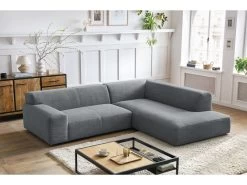 Canapé D'angle Fixe Compact LAVENA Tissu Chiné -Velvet Magasin canape d angle fixe compact lavena tissu chine 4