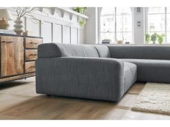 Canapé D'angle Fixe Compact LAVENA Tissu Chiné -Velvet Magasin canape d angle fixe compact lavena tissu chine 5