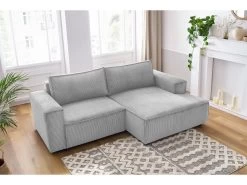 Canapé D'angle Fixe Compact NIHAD Velours Côtelé 16 Canapé D'angle Fixe Compact NIHAD Velours Côtelé -Velvet Magasin canape d angle fixe compact nihad velours cotele 4