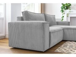 Canapé D'angle Fixe Compact NIHAD Velours Côtelé 17 Canapé D'angle Fixe Compact NIHAD Velours Côtelé -Velvet Magasin canape d angle fixe compact nihad velours cotele 5