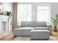 Canapé D'angle Fixe Compact NIHAD Velours Côtelé Avec Pouf 14 Canapé D'angle Fixe Compact NIHAD Velours Côtelé Avec Pouf -Velvet Magasin canape d angle fixe compact nihad velours cotele avec pouf 2