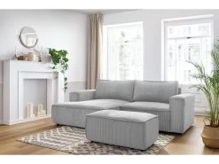 Canapé D'angle Fixe Compact NIHAD Velours Côtelé Avec Pouf 15 Canapé D'angle Fixe Compact NIHAD Velours Côtelé Avec Pouf -Velvet Magasin canape d angle fixe compact nihad velours cotele avec pouf 3